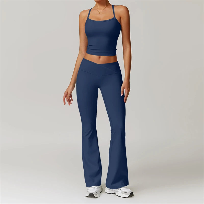 Conjunto de entrenamiento de 2 piezas para mujer: sujetador deportivo push-up y leggings de cintura alta, atuendo para yoga, gimnasio y fitness