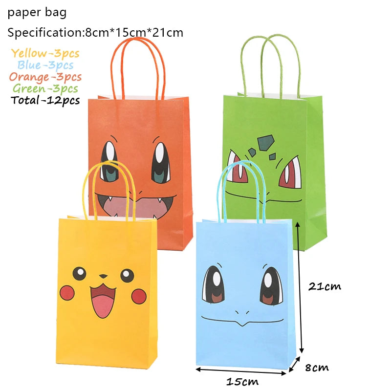 Pokémon Birthday Party Decorations – Lightning Pikachu Balloon Set with Disposable Tableware, Banner, Backdrop & Plates for Kids Events