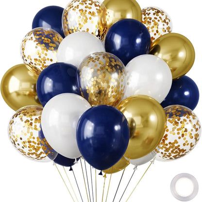 30 Globos de Látex Cromados – Globos de Helio Metálicos Blancos, Rosas y Azules para Decoración de Bodas, Cumpleaños, Baby Showers y Fiestas