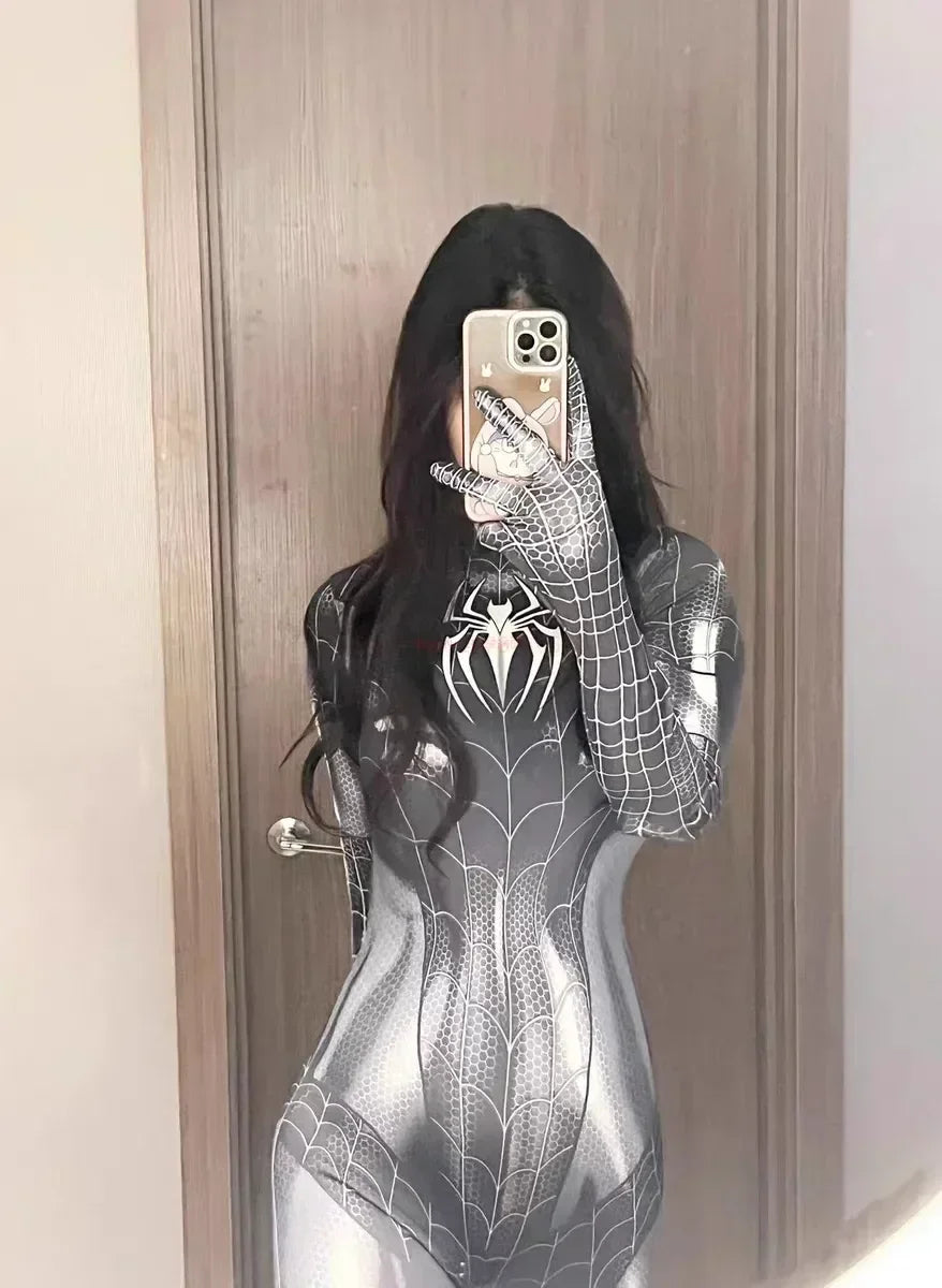 Spider Superhero Women Cosplay Costume – Black Cat 3D Print Bodysuit Jumpsuit