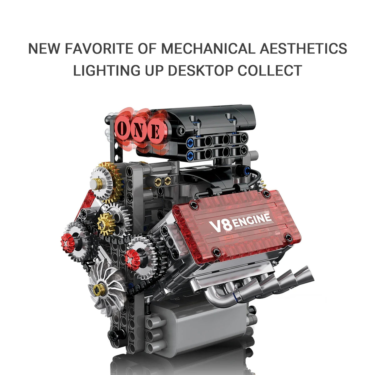 478PCS V8 Engine Building Blocks Model – Motorized Mechanical Car Engine Construction Set with Electric Drive, Desktop Ornament & Gift for Adults