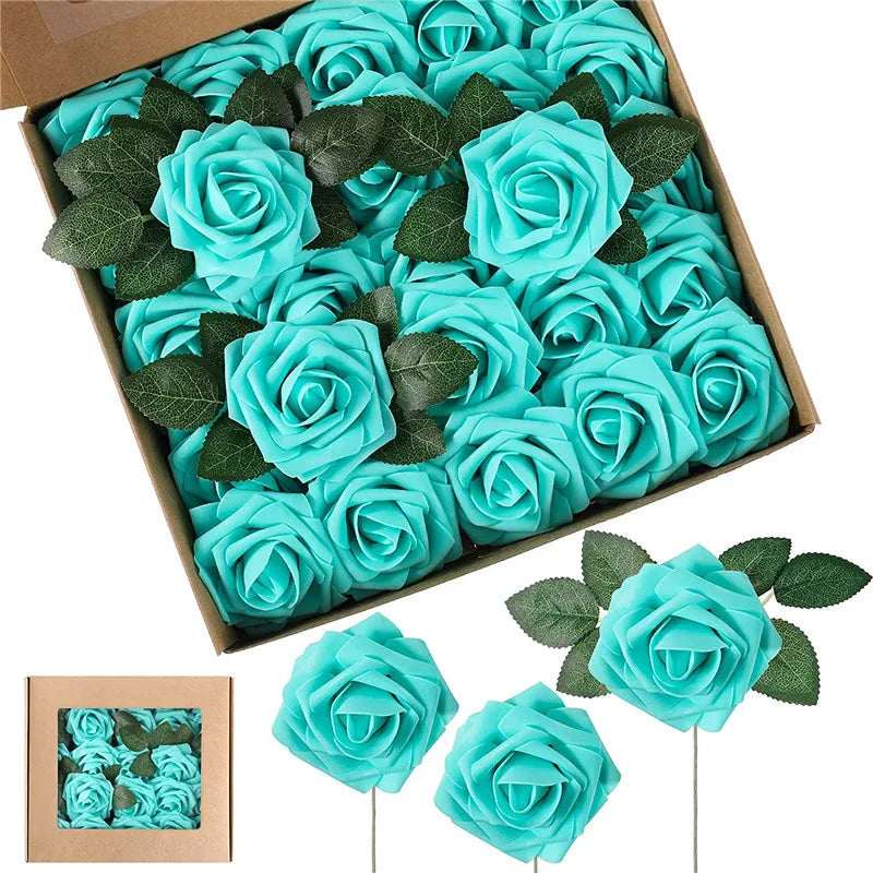 Rosas artificiales de espuma, de 10 a 100 unidades – Rosas sintéticas realistas para ramos de boda, centros de mesa, decoraciones para fiestas, regalos para el Día de la Madre y San Valentín, arreglos florales de bricolaje