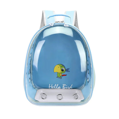 Transparent Bird Carrier Backpack – Portable Birdcage with Perch Platform & Food Cup for Parrots, Cockatiels, Budgies & Lovebirds