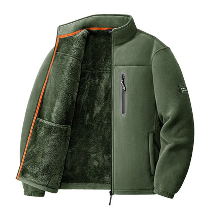 Men's Winter Fleece Jacket Thickened Polar Fleece Warm Insulated Casual Coat for Outdoor Activities and Autumn Cold Weather
