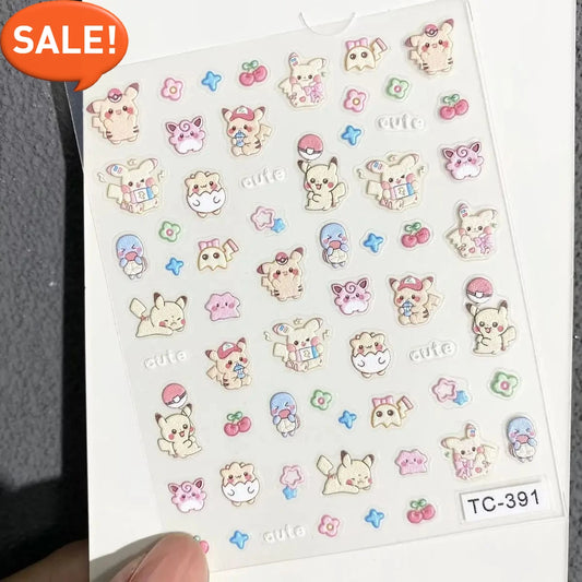 Pegatinas de uñas 5D en relieve | Calcomanías de uñas estilo anime para decoración de fundas de teléfono y tazas DIY