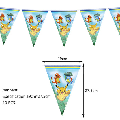 Pokémon Birthday Party Decorations – Lightning Pikachu Balloon Set with Disposable Tableware, Banner, Backdrop & Plates for Kids Events