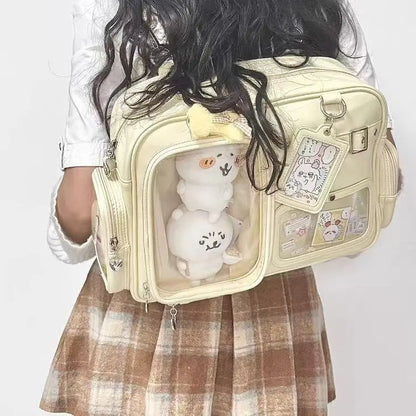 Bolso Harajuku Ita para Mujer – Bandolera de Piel Sintética de 20cm para Exhibición de Muñecos y Pines, Bolso Cruzado Preppy de Gran Capacidad, Bolso de Moda Kawaii para Uso Diario, Escuela y Viajes