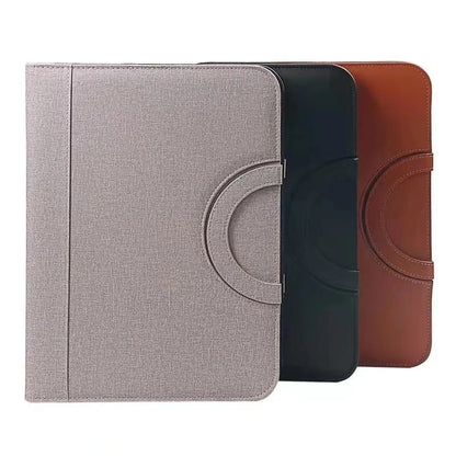 A4 PU Leather Zipper Portfolio Folder – Portable Conference File Organizer with Calculator Holder, Tablet Compartment & Handle
