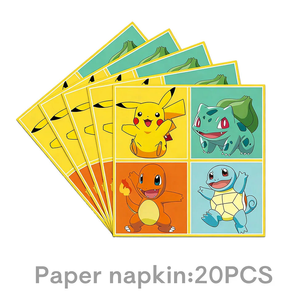 Pokémon Birthday Party Supplies Set – Paper Plates, Cups, Napkins, Tablecloth, Gift Bag Fillers & Guest Favors for Pikachu Party & Baby Shower