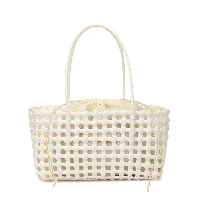 Bolso Cesta de Paja Tejido a Mano para Mujer – Bolso de Hombro de Ratán, Bolso de Playa de Verano para Mujer, Cartera de Viaje de Diseño para Compras, Vacaciones y Salidas Casuales