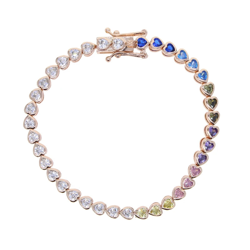 Pulsera de tenis 5A CZ – Pulsera geométrica de cristal de circonita cúbica con bisel para mujer | Joyería de moda clásica de lujo