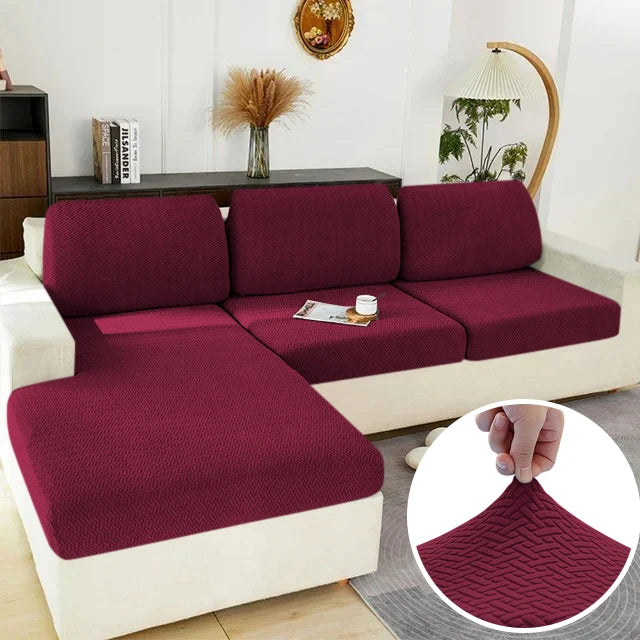 Stretch Jacquard Sofa Seat Cushion Cover – Washable Furniture Protector for Sectional & Loveseat Sofas
