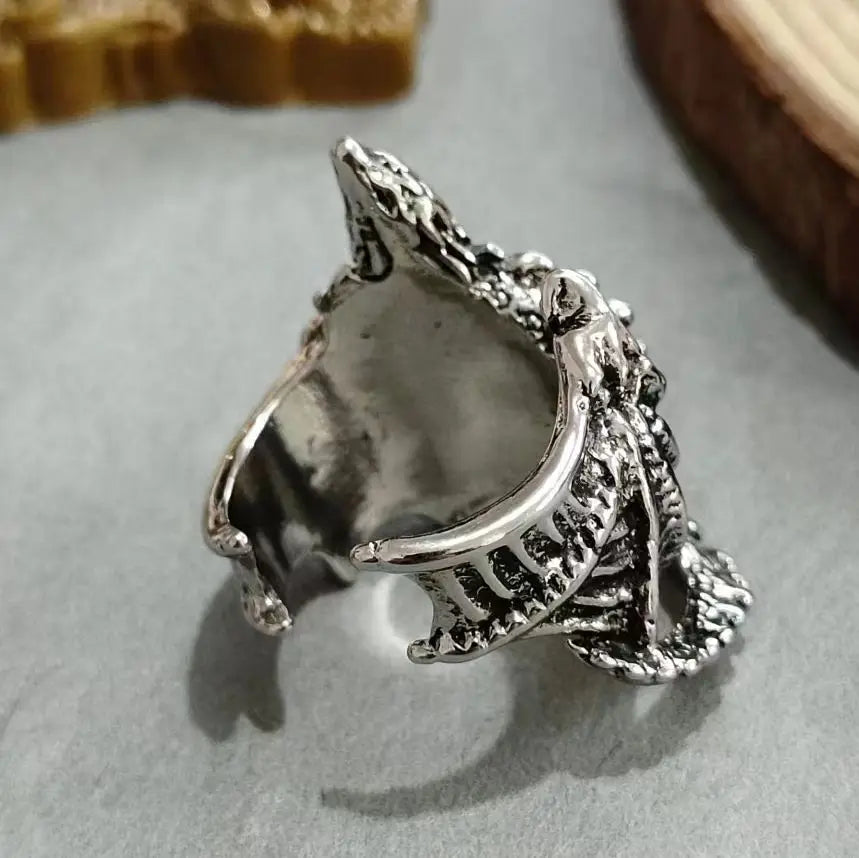 Adjustable Dragon Wing Gothic Ring – Vintage Punk Pterosaur Open Band Ring for Men & Women | Fantasy Jewelry Gift