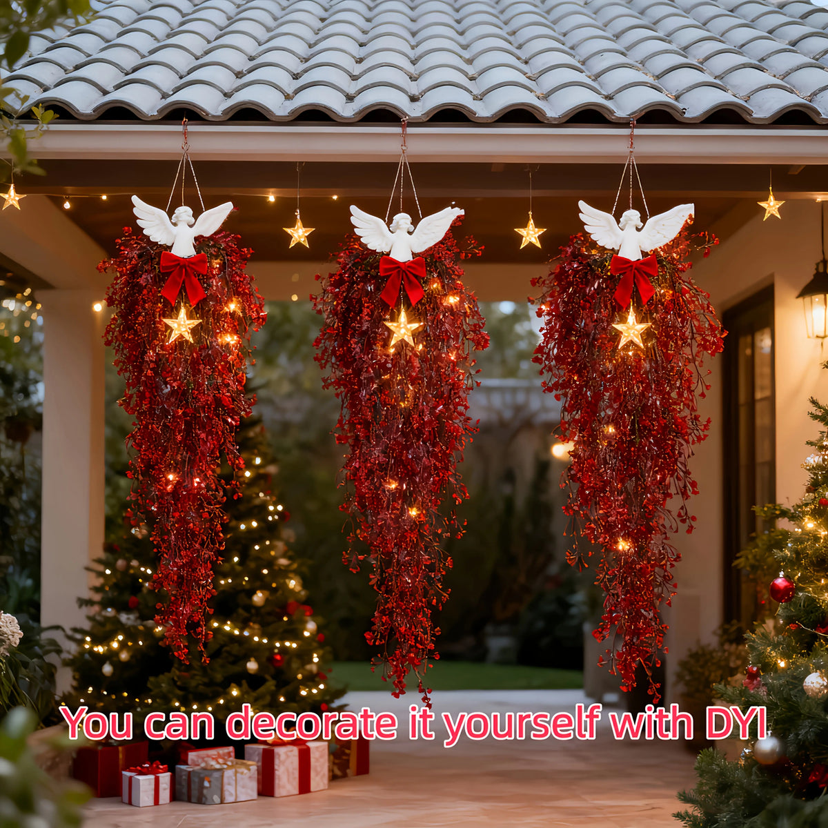 3PCS Artificial Red Fern Hanging Garland – Faux Ivy Plant Vines for Christmas, Wedding, Table, Party & Garden Home Decor