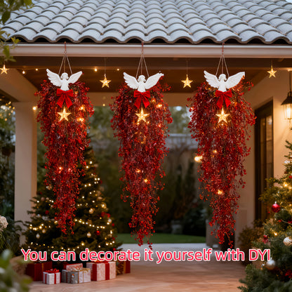 3PCS Artificial Red Fern Hanging Garland – Faux Ivy Plant Vines for Christmas, Wedding, Table, Party & Garden Home Decor