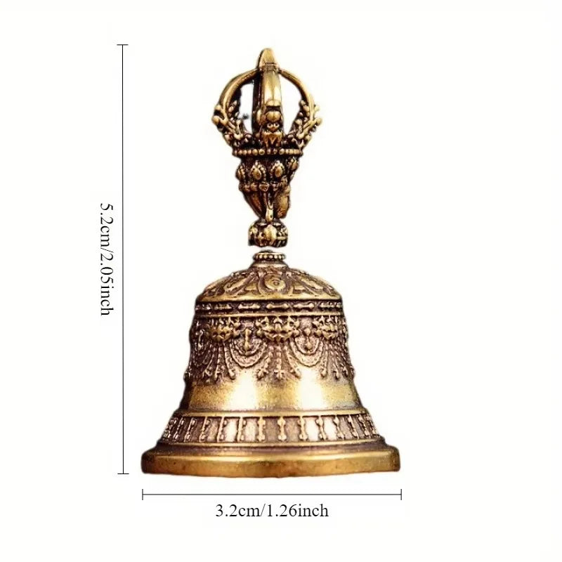 Llavero de Campana Tibetana de Latón – Amuleto de Bronce Hecho a Mano para Accesorios de Coche, Decoración del Hogar y Regalo Creativo