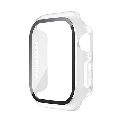 Funda con protector de pantalla de cristal templado para Apple Watch Series 10, 9, 8, 7, 6, SE y 5 (38 mm-46 mm) – Cubierta protectora completa 2 en 1
