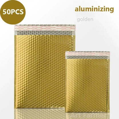 50Pcs Shipping Bags Metal Bubble Mailer Holographic Small Business Supplies Packaging Envelope Mailing Office School