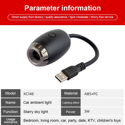 Lámpara proyector USB LED de cielo estrellado y galaxia – Luz nocturna de Saturno para coche, habitación y decoración de techo