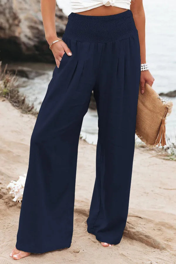 Pantalon ample décontracté pour femme, taille mi-haute avec cordon de serrage, style européen et américain, idéal pour la plage au printemps et en été