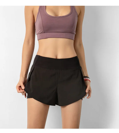 Women’s Sport Running Shorts Double Layer Yoga Gym Fitness Jogging Training Summer Short Pants