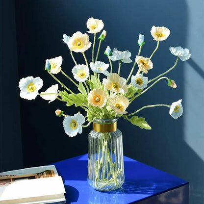 4 Heads Artificial Poppy Bouquet – Realistic Faux Flowers for Home Décor, Garden, Wedding Decoration, Party Arrangements & DIY Floral Projects