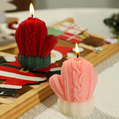 1-3PCS Christmas Glove-Shaped Candles – 3D Scented Soy Wax Aromatherapy Candles for Weddings, Birthdays & Festive Home Decor