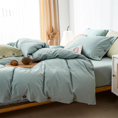 3-Piece 100% Cotton Bedding Set – Duvet Cover & Pillowcase Set for Queen & King Beds