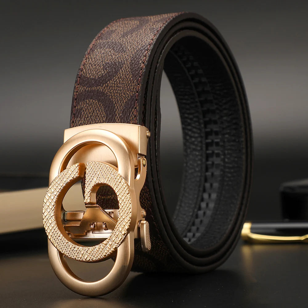 Men's Luxury-Style Canvas & Leather Belt – Automatic Buckle Designer-Style Waist Belt for Business, Jeans & Casual Everyday Wear