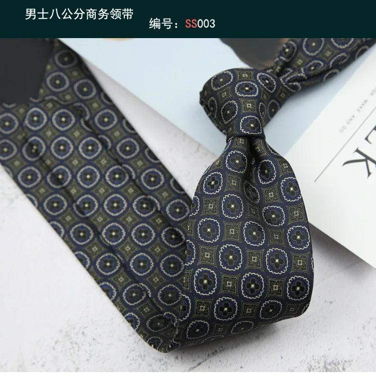 Corbata de hombre de 8 cm con rayas tejidas, formal de negocios para bodas, oficina y fiestas