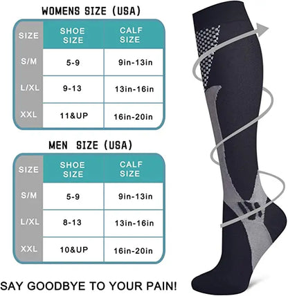 Compression Socks 20–30mmHg Knee High Support Stockings for Men & Women – Running, Cycling & Varicose Vein Relief (EU 36–50)