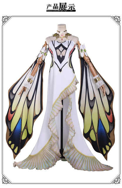 C.C. Cosplay Costume – Code Geass Black Lace Butterfly Long Dress Set with Wig (Anime Roleplay Outfit)