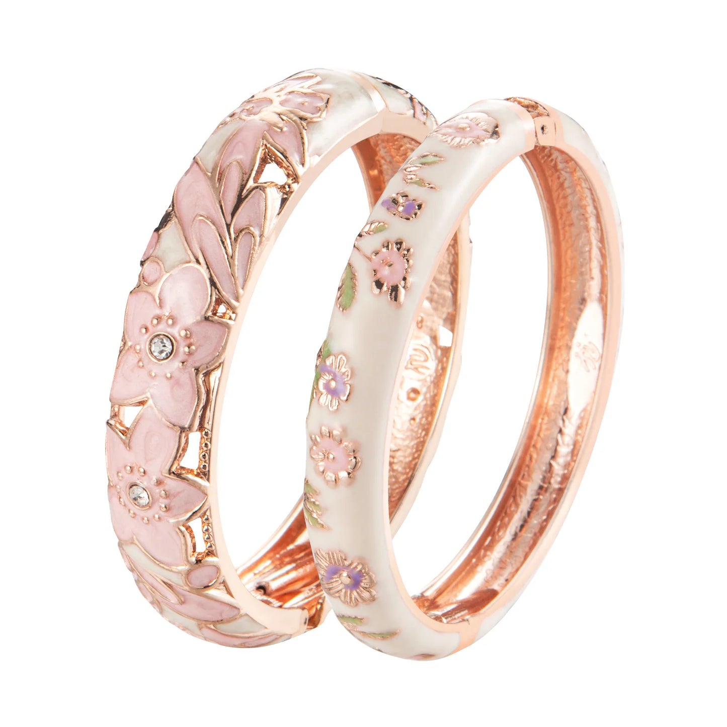 Women’s Double Enamel Cloisonne Bangle Set Indian Dubai Style Trendy Metal Bracelet Jewelry Accessories