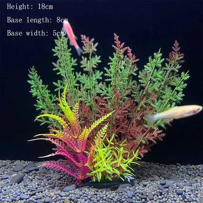 Artificial Underwater Aquarium Plants – Plastic Aquatic Fake Shrubs & Green Water Grass for Fish Tank Landscaping, Realistic Simulated Decor