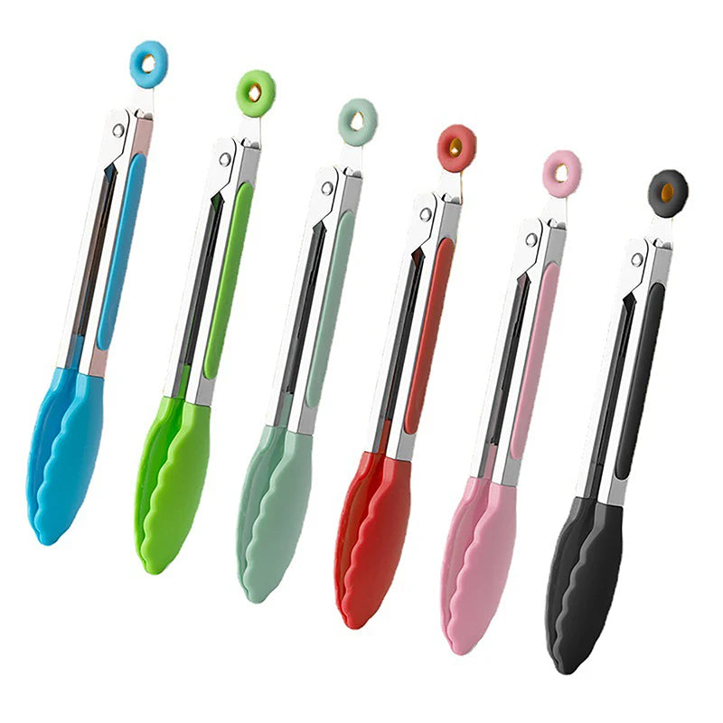 Silicone BBQ Grilling Tongs – Non-Stick Stainless Steel Kitchen Cooking, Salad & Serving Tongs