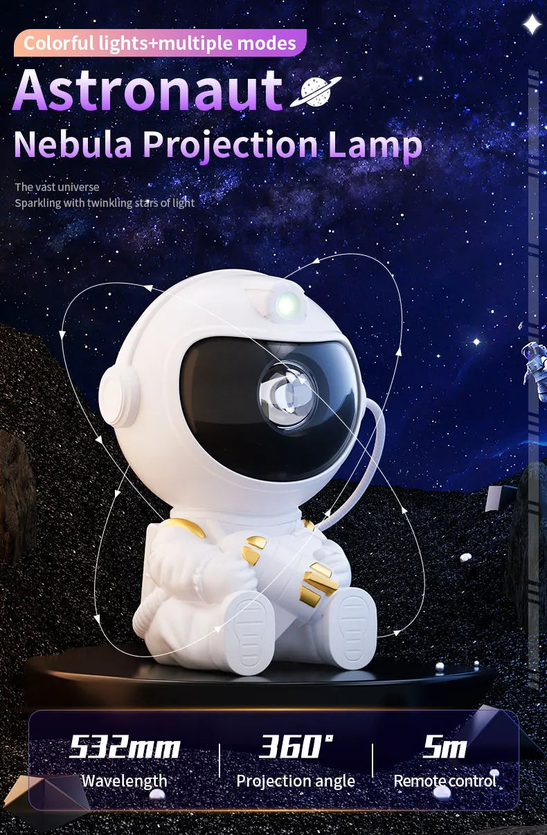 Astronaut Galaxy Projector Night Light – LED Starry Sky Lamp for Bedroom Decor, Kids Gift & Relaxing Atmosphere
