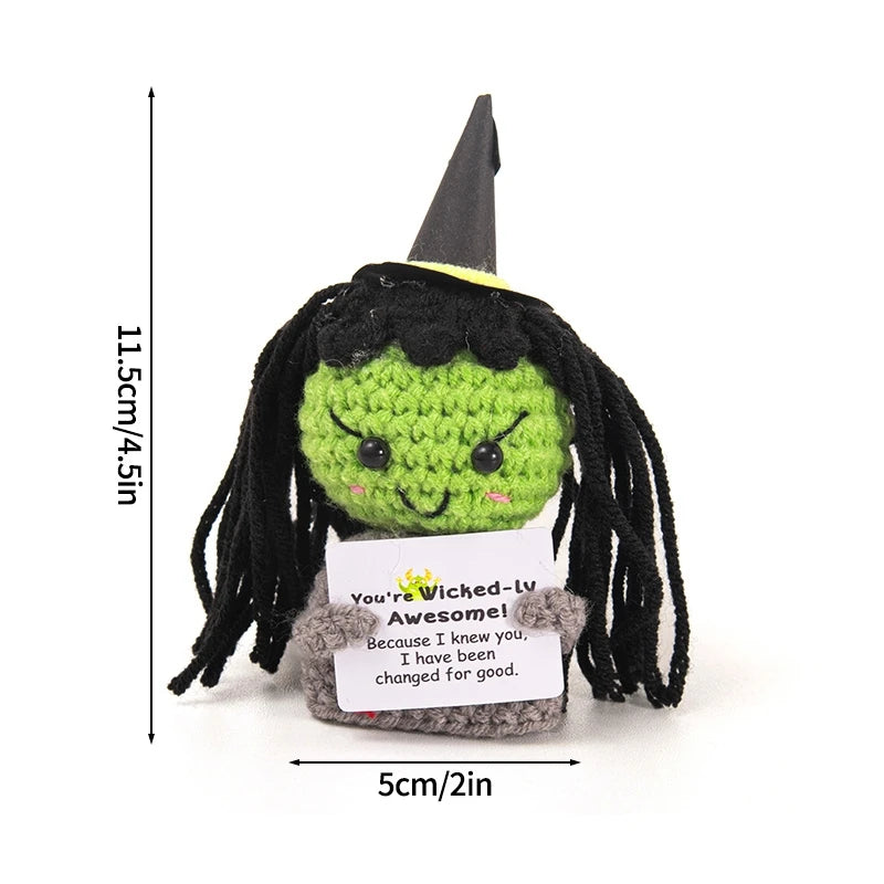 Poupée à énergie positive tissée à la main – Figurine en crochet de légumes et d'animaux avec carte de câlins, cadeau de festival fait à la main et artisanat de décoration intérieure créatif