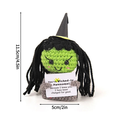Poupée à énergie positive tissée à la main – Figurine en crochet de légumes et d'animaux avec carte de câlins, cadeau de festival fait à la main et artisanat de décoration intérieure créatif