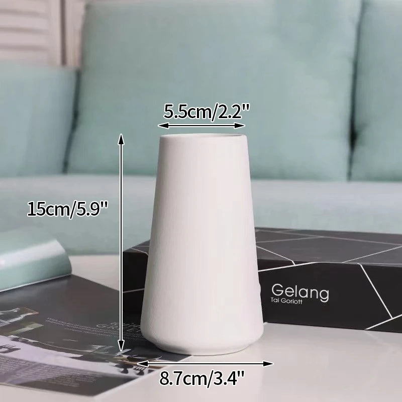 Florero Nórdico de Cerámica Blanca – Jarrón Decorativo Moderno para Sala de Estar, Decoración del Hogar y Escritorio