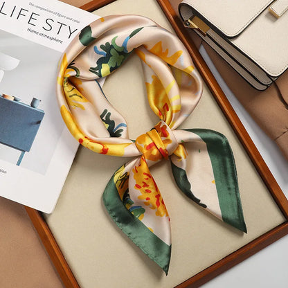 Women's Luxury Satin Silk Feel Square Scarf Printed Hair Scarf Neckerchief Bandana Hijab Wrap
