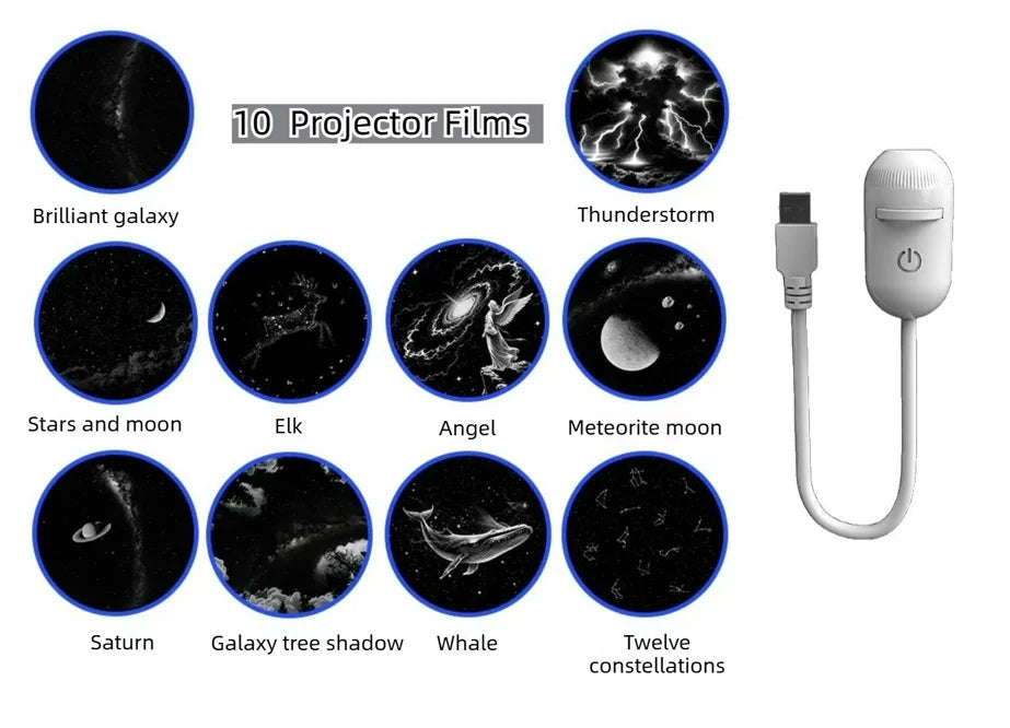 2-in-1 Galaxy Star Projector Night Light – Mini Starry Sky Ambient Lamp for Bedroom, Sleep & Home Decoration