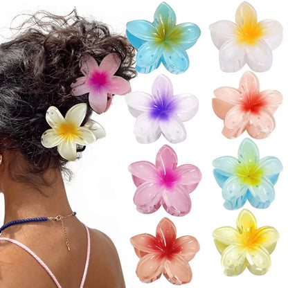 Pinzas de pelo hawaianas con diseño floral degradado – Pasadores grandes florales tropicales para mujer | Accesorios de moda para el pelo para vacaciones en la playa