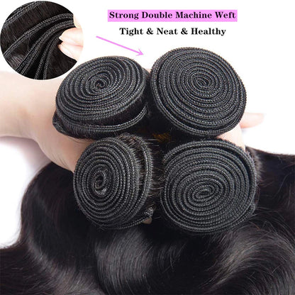 Paquetes de cabello humano indio con ondas sueltas y cierre de encaje – Extensiones de cabello natural de 3 o 4 paquetes