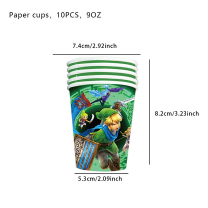 The Legend of Zelda Birthday Party Decorations Disposable Tableware Set – Cups, Plates & Napkins for Kids Birthday Party Supplies & Baby Shower Toys