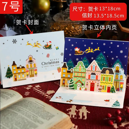 3D Santa Christmas Greeting Card – Folding Merry Christmas Best Wishes Card, Xmas Gift, New Year Blessing & Thank You Postcard