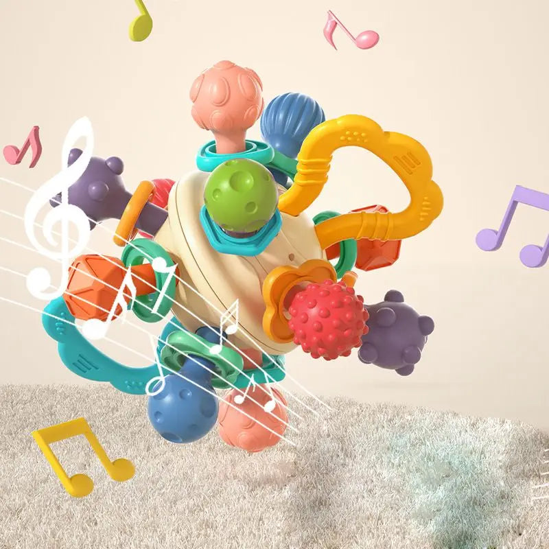 Hochet Girafe – Hochet Musical Sensoriel pour Nouveau-Né (0-12 Mois), Jouet de Dentition pour Bébé, Hochet Musical en Forme de Marteau de Sable pour le Développement et l'Éveil de Bébé