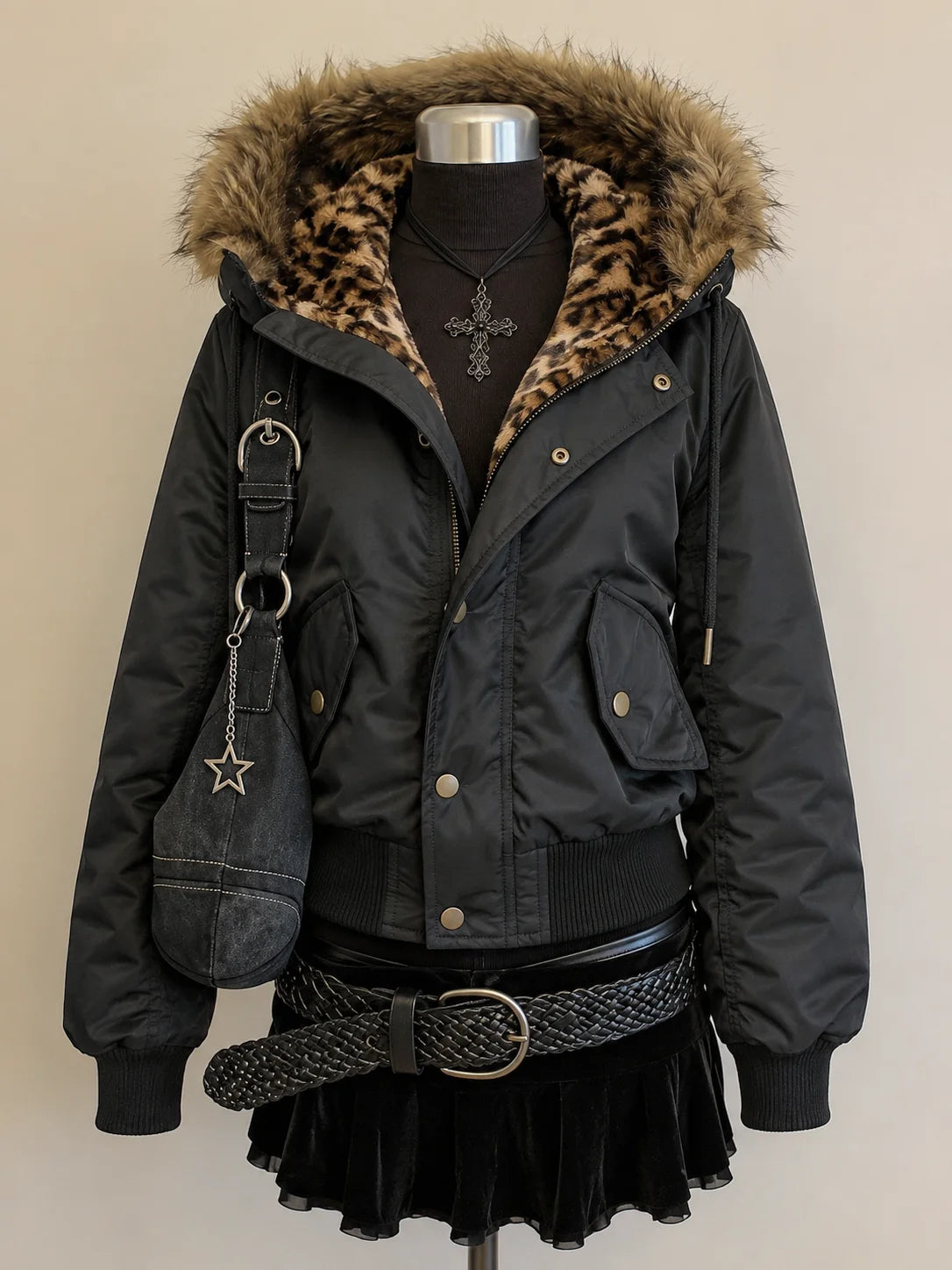 Women’s Harajuku Vintage Safari Jacket – Hooded Zip-Up Sweatshirt, Y2K Grunge Streetwear Coat with Stand Collar