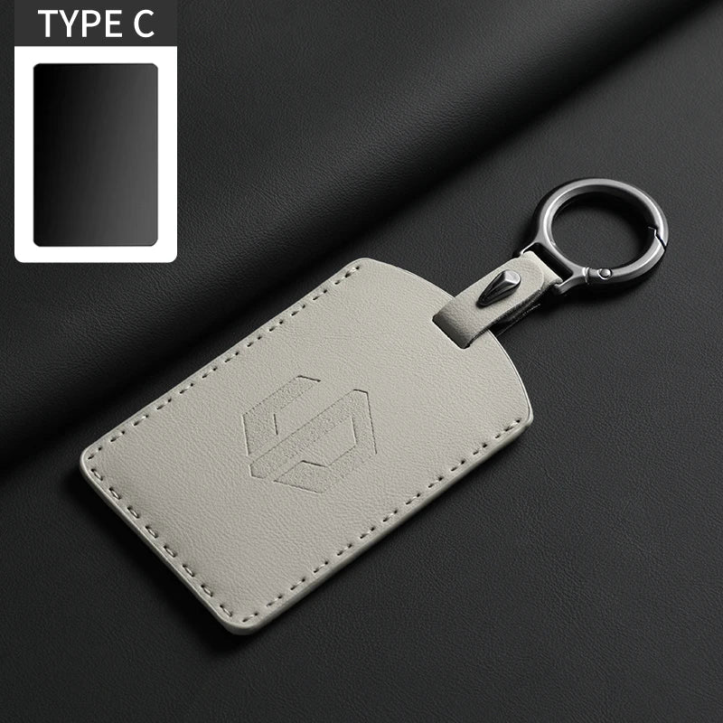 Funda protectora de cuero genuino para llave de coche LEAPMOTOR B01, C10, C11 y C16 – Kit prémium de protección de mando a distancia y tarjeta llave