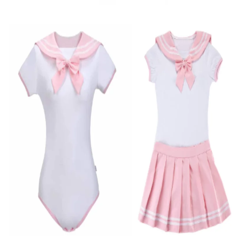 Sailor Moon Cosplay Romper Costume – Cute Girl Cotton Bodysuit Set | Pleated Skirt Pajama-Style Outfit (Women / Party Wear)