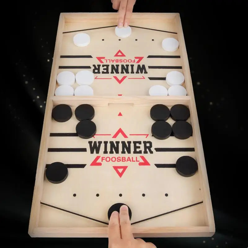 Table Hockey Sling Puck Board Game – Fast-Paced Desktop Battle Game for Family, Kids & Adults Party Fun